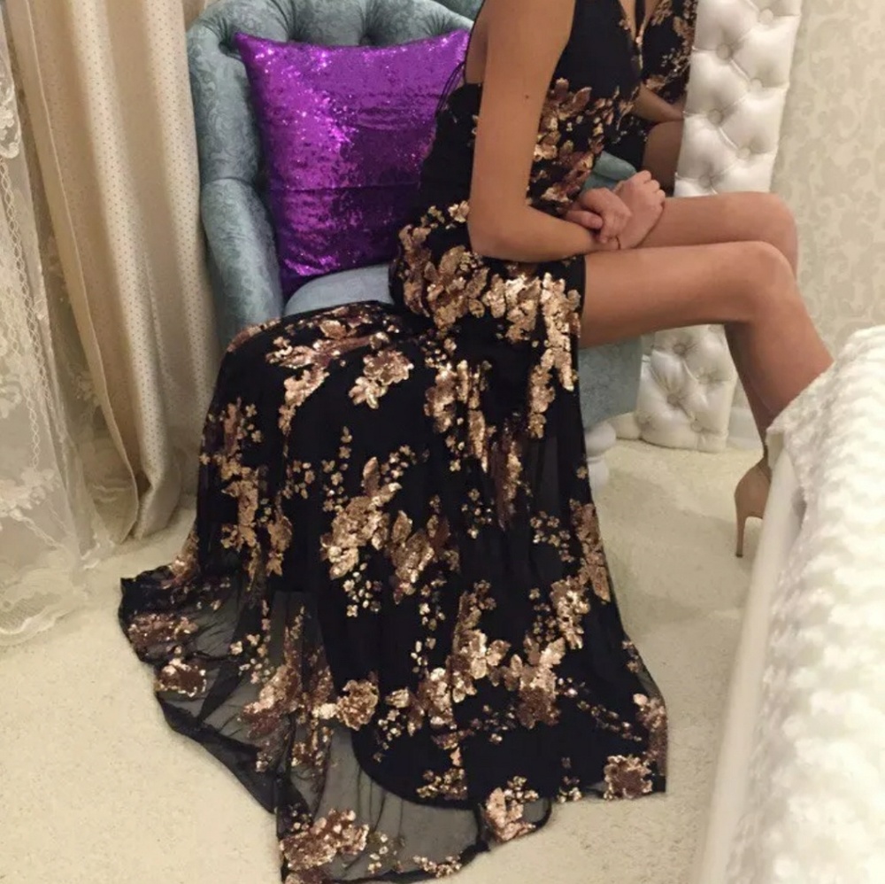 2XHP‼️Sexy Sequin Backless High Split Maxi Dress - Picture 8 of 11